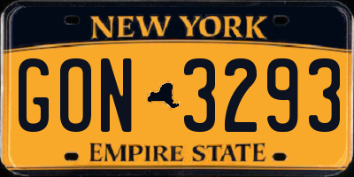 NY license plate GON3293