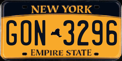 NY license plate GON3296