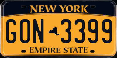 NY license plate GON3399
