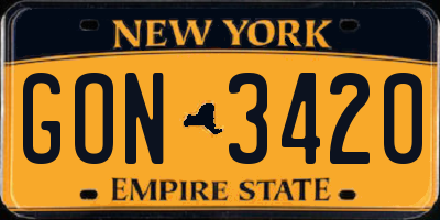 NY license plate GON3420