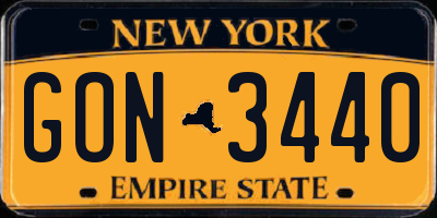 NY license plate GON3440