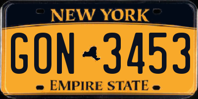 NY license plate GON3453