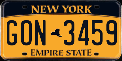 NY license plate GON3459