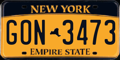 NY license plate GON3473