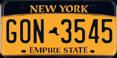 NY license plate GON3545