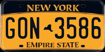 NY license plate GON3586