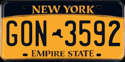 NY license plate GON3592
