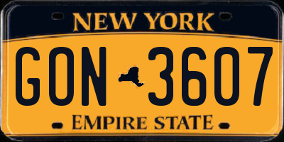 NY license plate GON3607