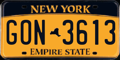 NY license plate GON3613