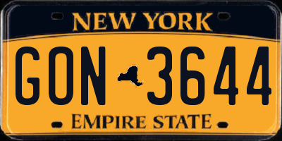 NY license plate GON3644