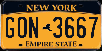 NY license plate GON3667