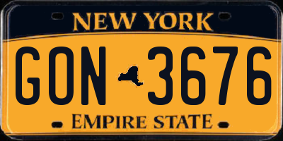 NY license plate GON3676