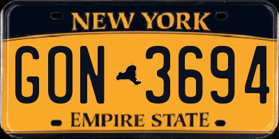 NY license plate GON3694