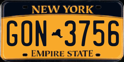 NY license plate GON3756