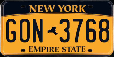 NY license plate GON3768