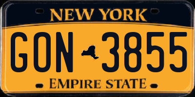 NY license plate GON3855