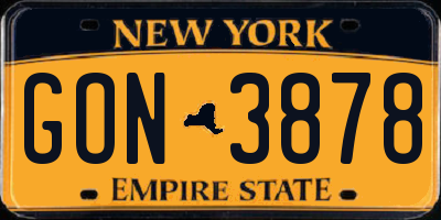 NY license plate GON3878