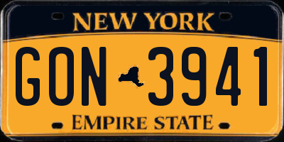 NY license plate GON3941