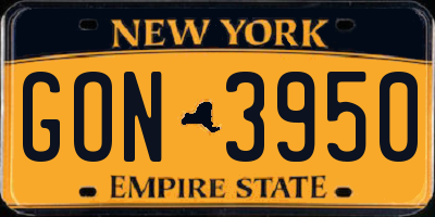 NY license plate GON3950