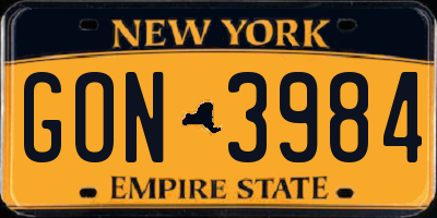 NY license plate GON3984