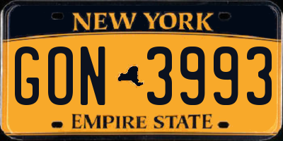 NY license plate GON3993
