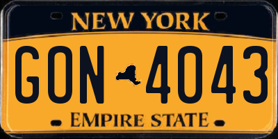 NY license plate GON4043