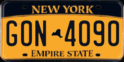 NY license plate GON4090