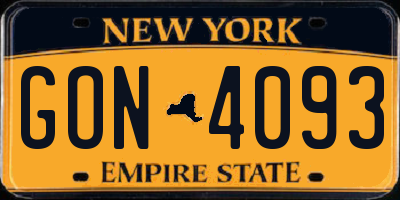 NY license plate GON4093