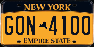 NY license plate GON4100