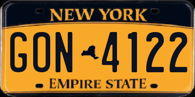 NY license plate GON4122