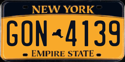 NY license plate GON4139