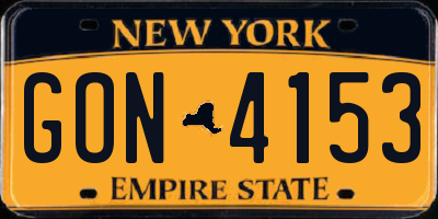 NY license plate GON4153