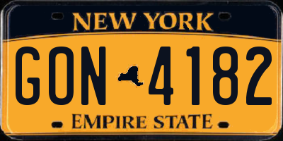 NY license plate GON4182