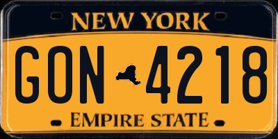 NY license plate GON4218