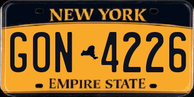 NY license plate GON4226