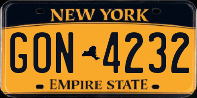 NY license plate GON4232