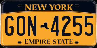 NY license plate GON4255