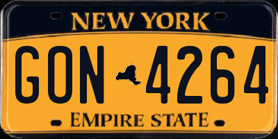 NY license plate GON4264