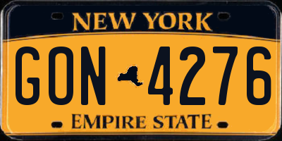 NY license plate GON4276