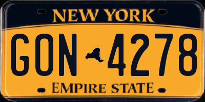 NY license plate GON4278