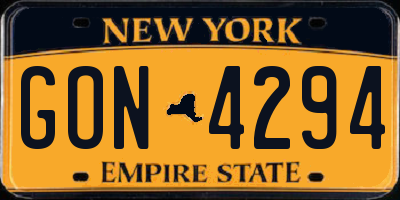 NY license plate GON4294