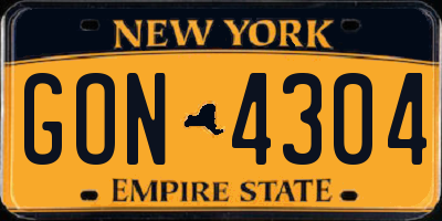 NY license plate GON4304