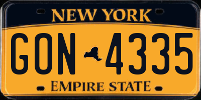 NY license plate GON4335