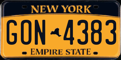 NY license plate GON4383