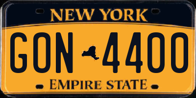 NY license plate GON4400