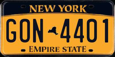 NY license plate GON4401