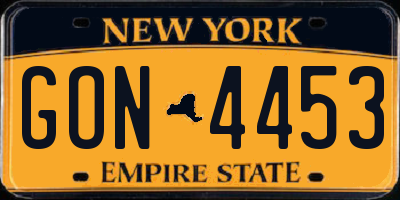 NY license plate GON4453