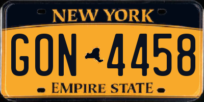 NY license plate GON4458
