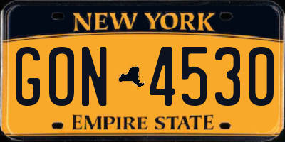 NY license plate GON4530