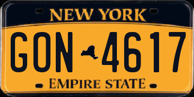 NY license plate GON4617